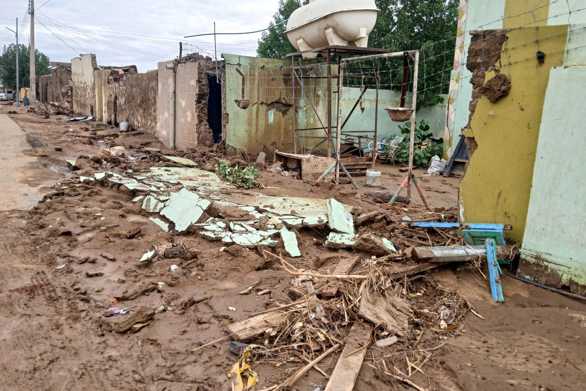 This picture shows the destruction following heavy rains in Abu Hamad, in Sudan's River Nile state, some 400 kilometres (nearly 250 miles) north of Khartoum, on August 7, 2024. Photo by AFP.