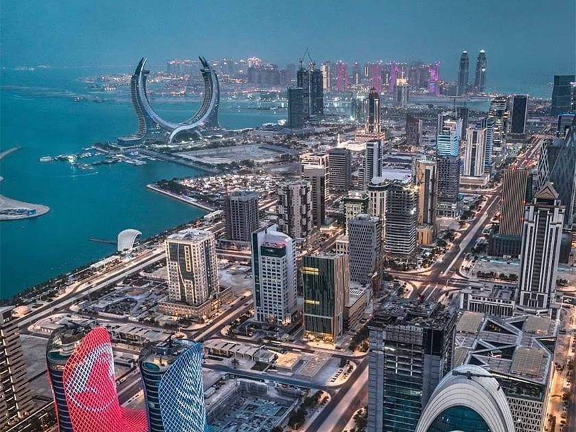 An aerial view of Lusail city in Qatar. Photo by QNA.
