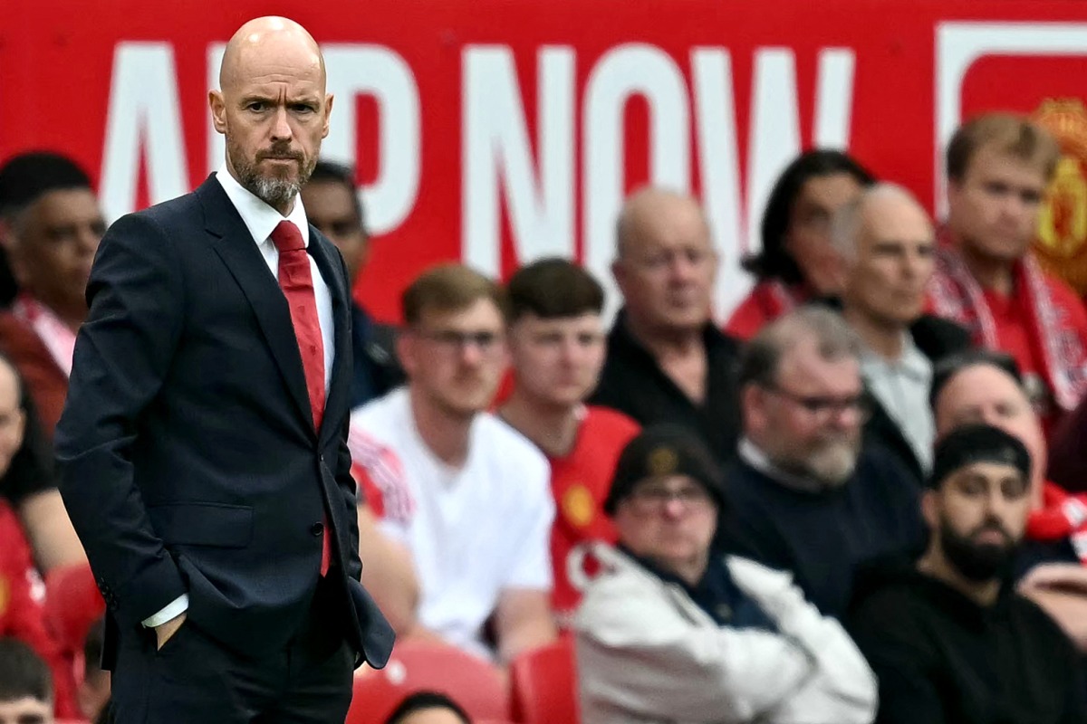 Manchester United's Dutch manager Erik Ten Hag watches the players from the touchline during the English Premier League football match between Manchester United and Liverpool at Old Trafford in Manchester, north west England, on September 1, 2024. (Photo by Paul ELLIS / AFP) 