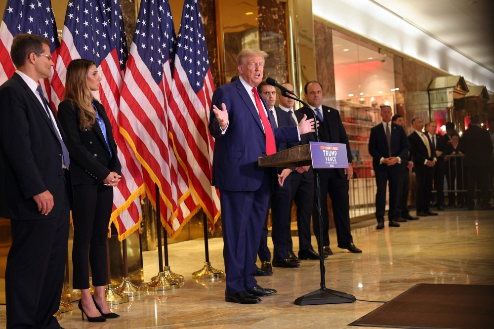 Republican presidential nominee, former US President Donald Trump speaks during a press conference at Trump Tower on September 06, 2024 in New York City. (Photo by Michael M. Santiago/Getty Images via AFP)