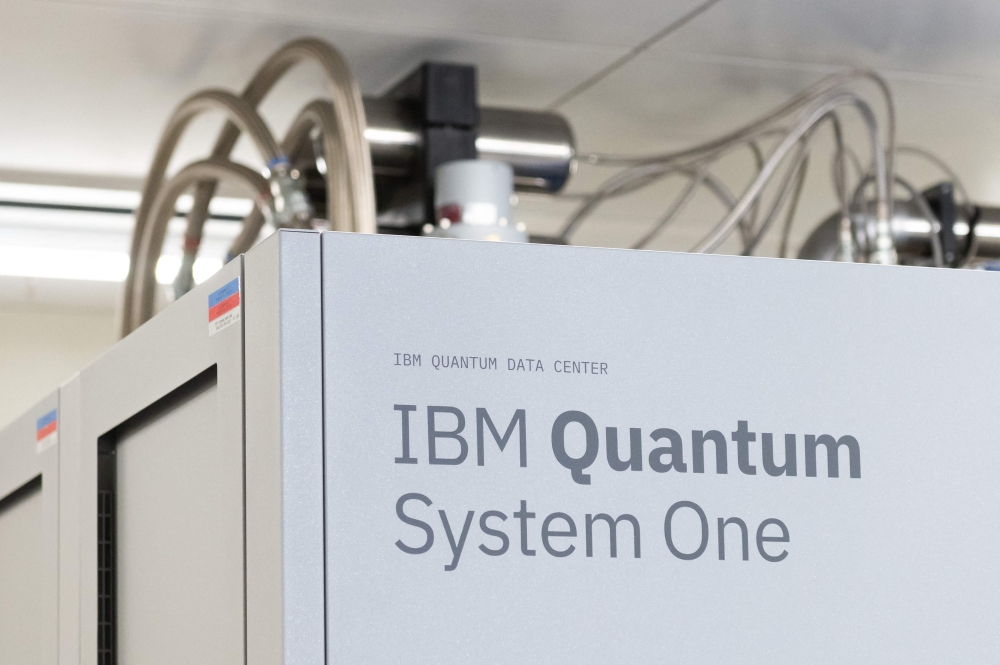 The IBM Quantum System One can be seen during the inauguration of IBM's quantum data centre at the IBM Campus in Ehningen, southern Germany, on October 1, 2024. (Photo by Silas Stein / AFP)