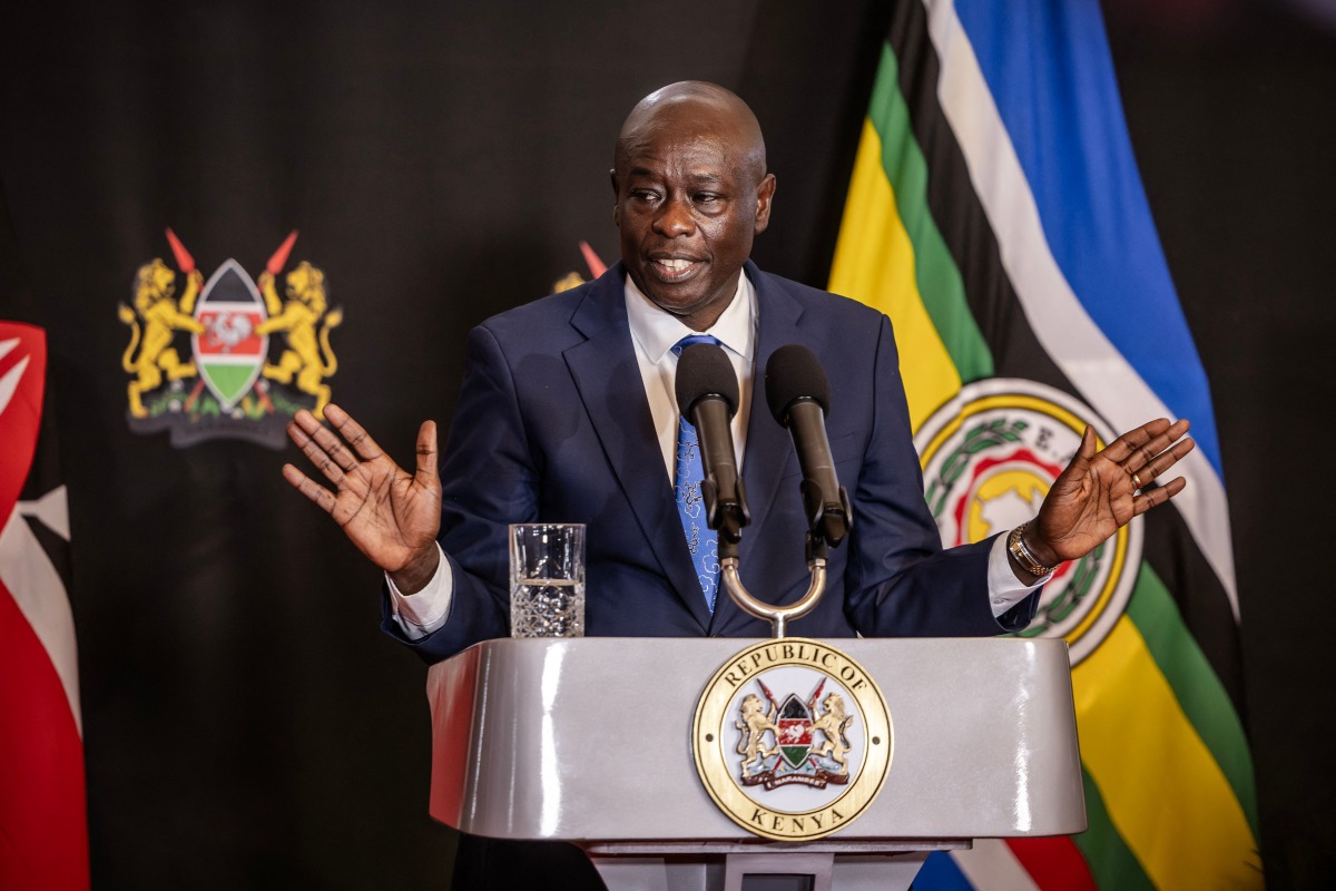 Deputy President of Kenya, Rigathi Gachagua, gestures as he addresses the media during a press conference at his official residence in Nairobi, on October 7, 2024, ahead of the National Assembly vote on his impeachment motion. (Photo by LUIS TATO / AFP)
