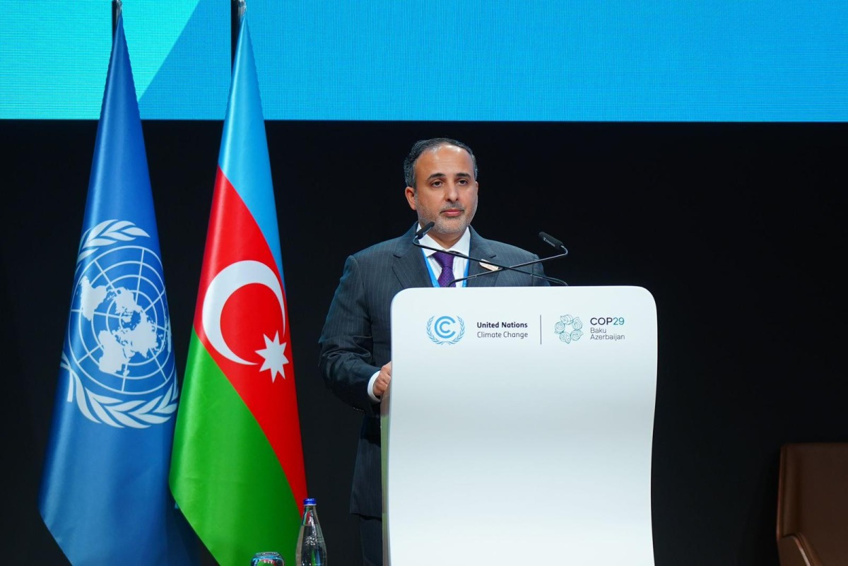 Minister of Environment and Climate Change HE Dr. Abdullah bin Abdulaziz bin Turki Al Subaie delivers speech at COP29 in Baku, Azerbaijan.