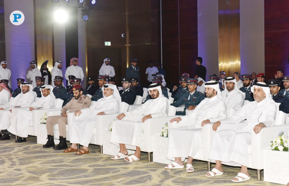 Minister of Interior and Commander of the Internal Security Force (Lekhwiya) H E Sheikh Khalifa bin Hamad bin Khalifa Al Thani with Their Excellencies Ministers and other senior officials at the launch of its strategic plan 2024-2030. Pic: Salim Matramkot/The Peninsula