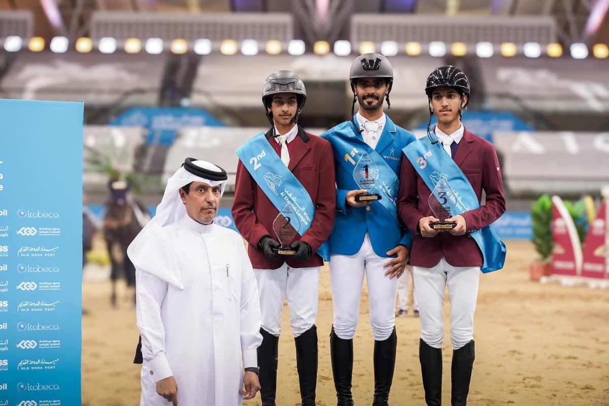 Hamza Al Kuwari, Corporate Services Director at Al Shaqab, awarded the riders of the Al Shaqab Champions Class 130 CM CSI1