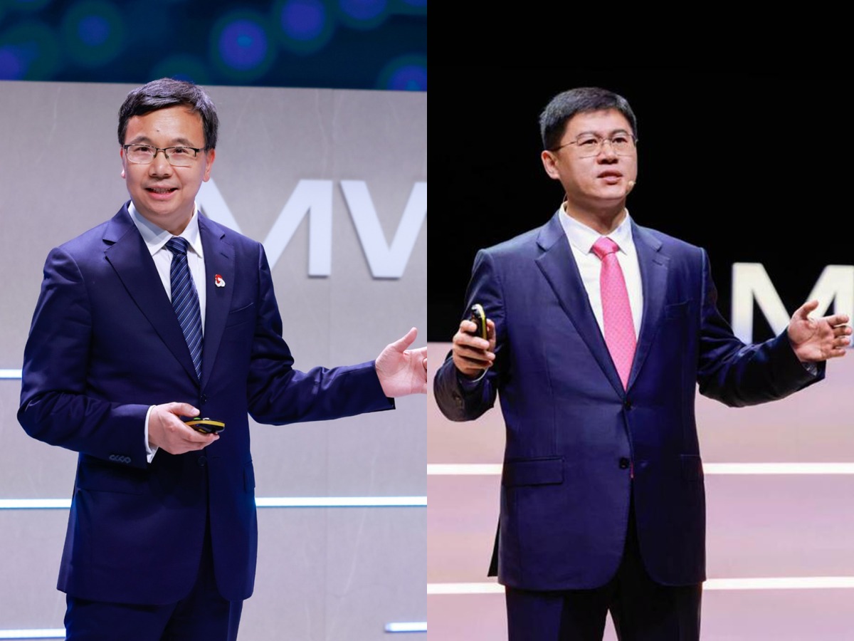 Huawei’s Director of the Board and CEO of the ICT Business Group, Yang Chaobin (left) and Huawei’s Corporate Senior Vice President and President of ICT Sales & Service, Li Peng.
