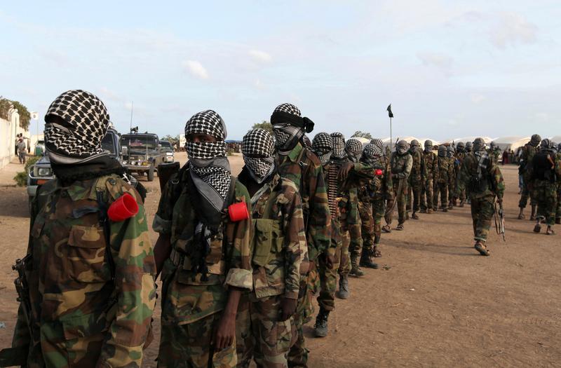Members of Somalia's al Shabaab militia parade at Ala Yaasir camp at KM50 out of Mogadishu, Somalia, on September 3, 2011. File Photo / Reuters

