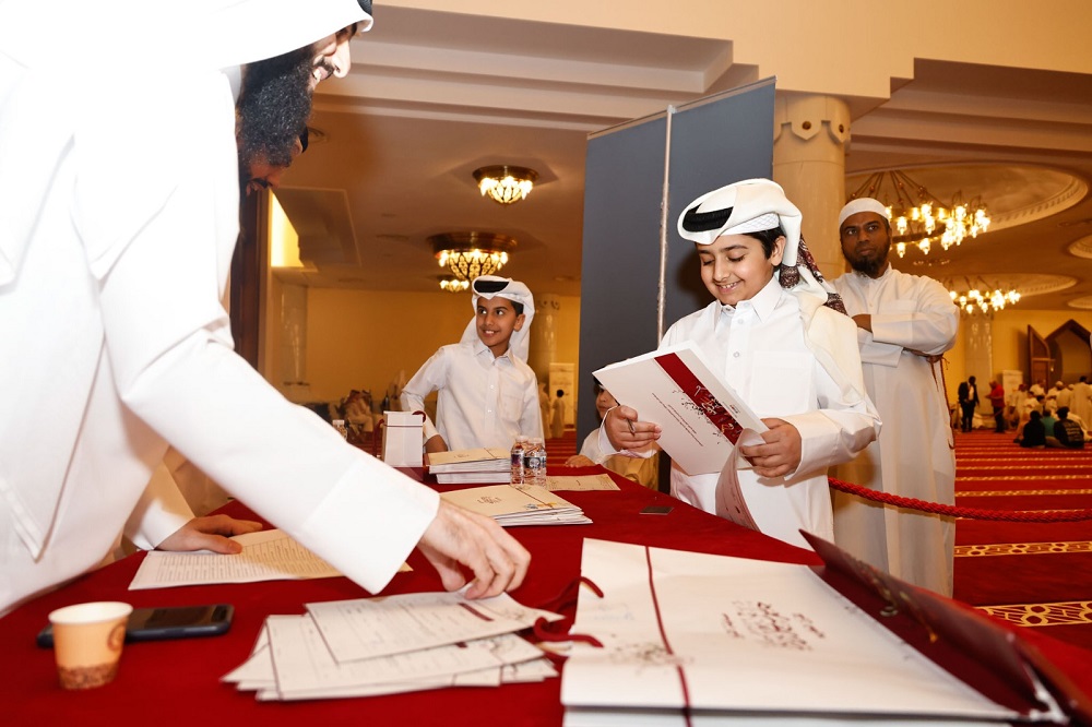 Children receiving their prizes yesterday.