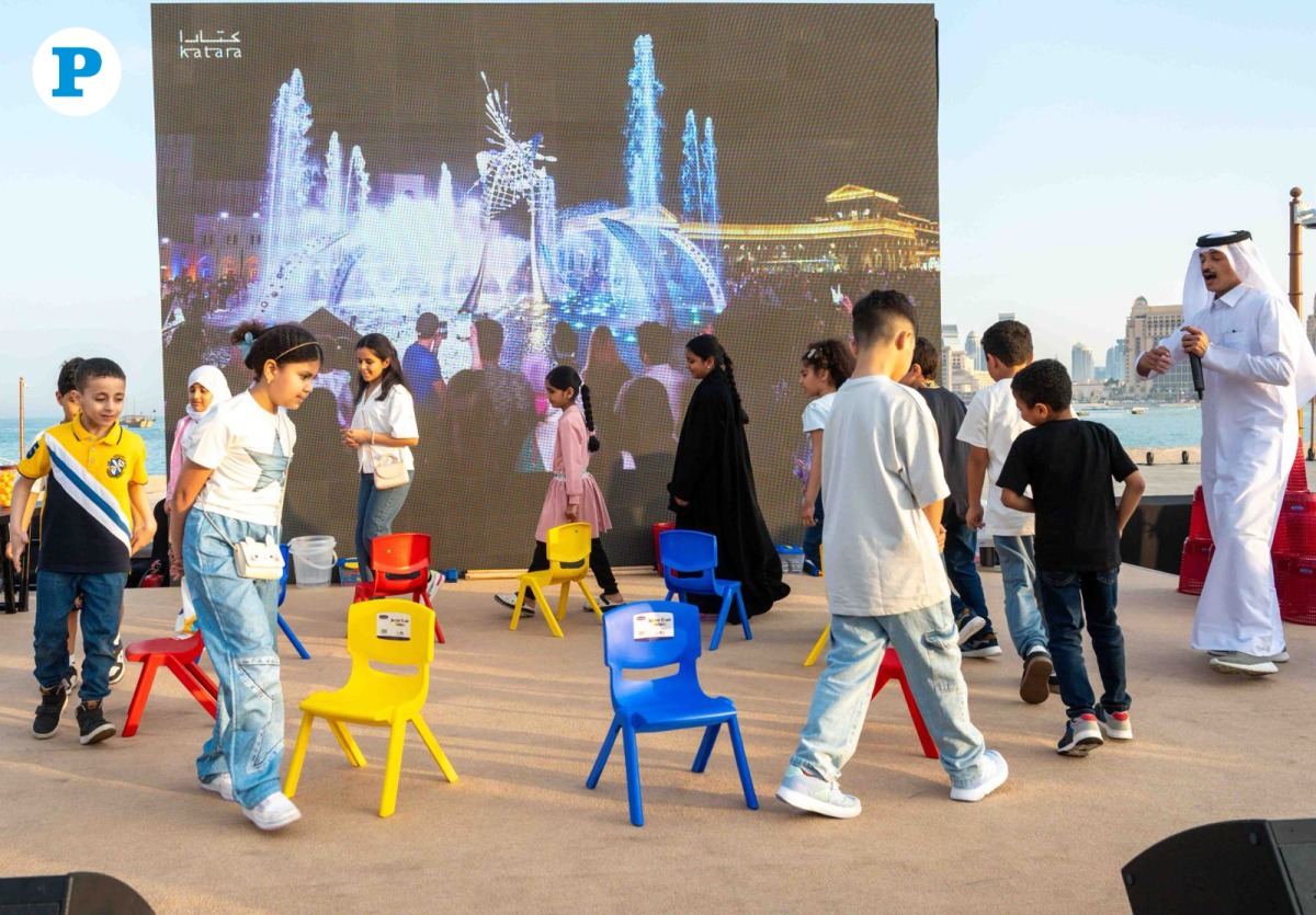 Children taking part in activities as part of  Eid Al Fitr celebrations at Katara, yesterday. Pic: Ahmed Barakat / The Peninsula