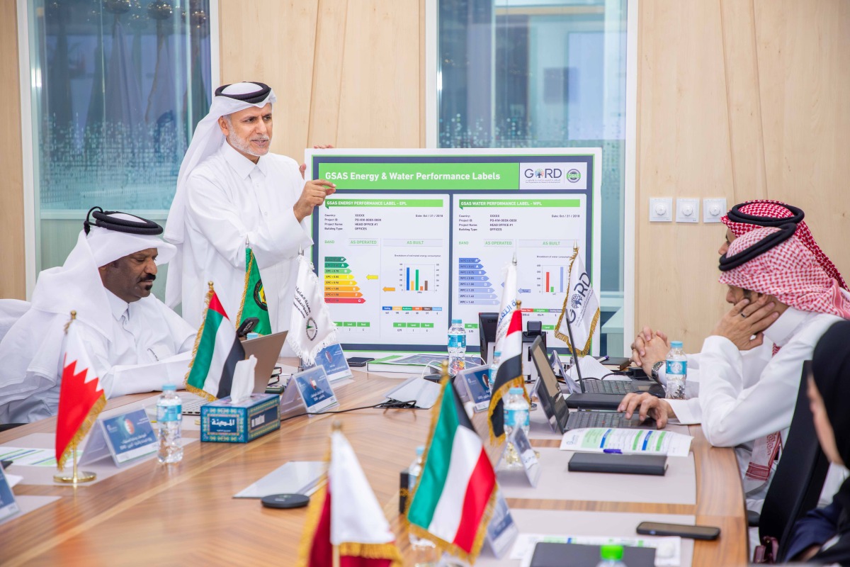 Dr. Yousef bin Mohammed Alhorr, Founding Chairman of GORD and Head of the Gulf Technical Committee for Sustainable Building Standards and others during the meeting.