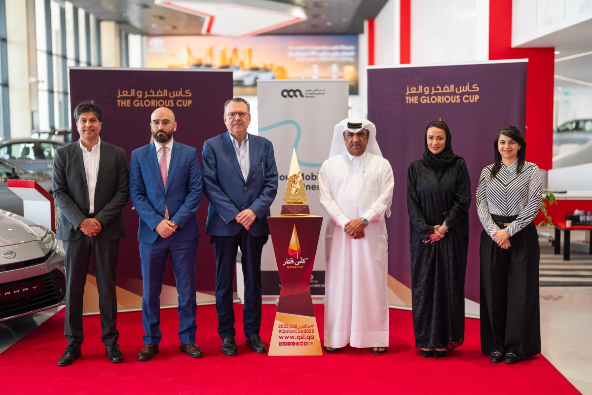 Officials from Qatar Cup Trophy and Al Abdulghani Motors at Toyota Showroom.