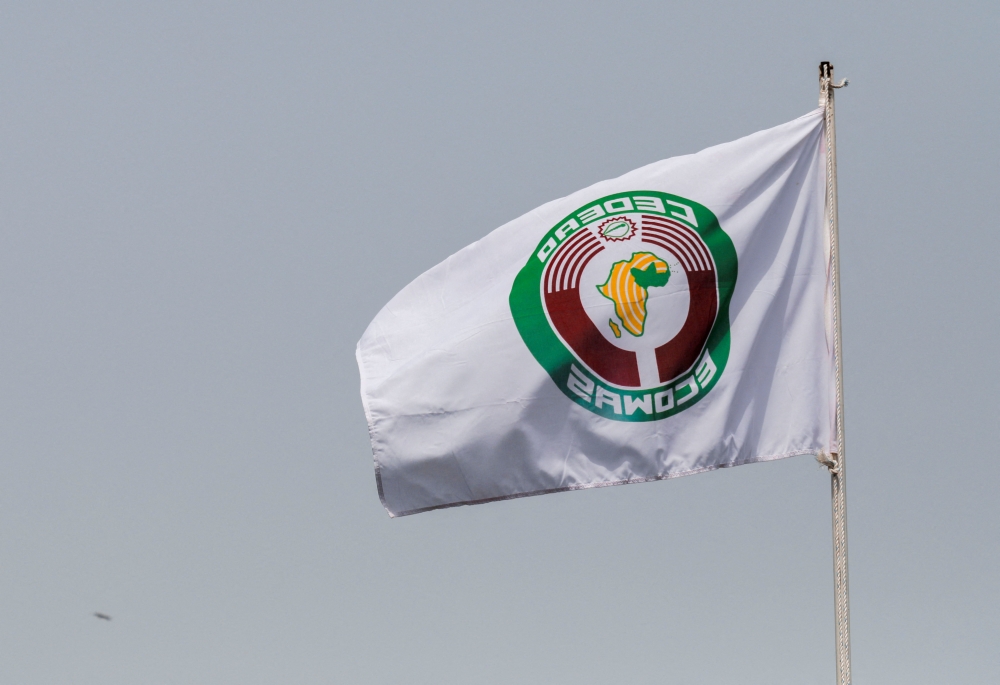 Economic Community of West African States (ECOWAS) flag is pictured during an extraordinary summit of ECOWAS. Reuters/Francis Kokoroko/File Photo