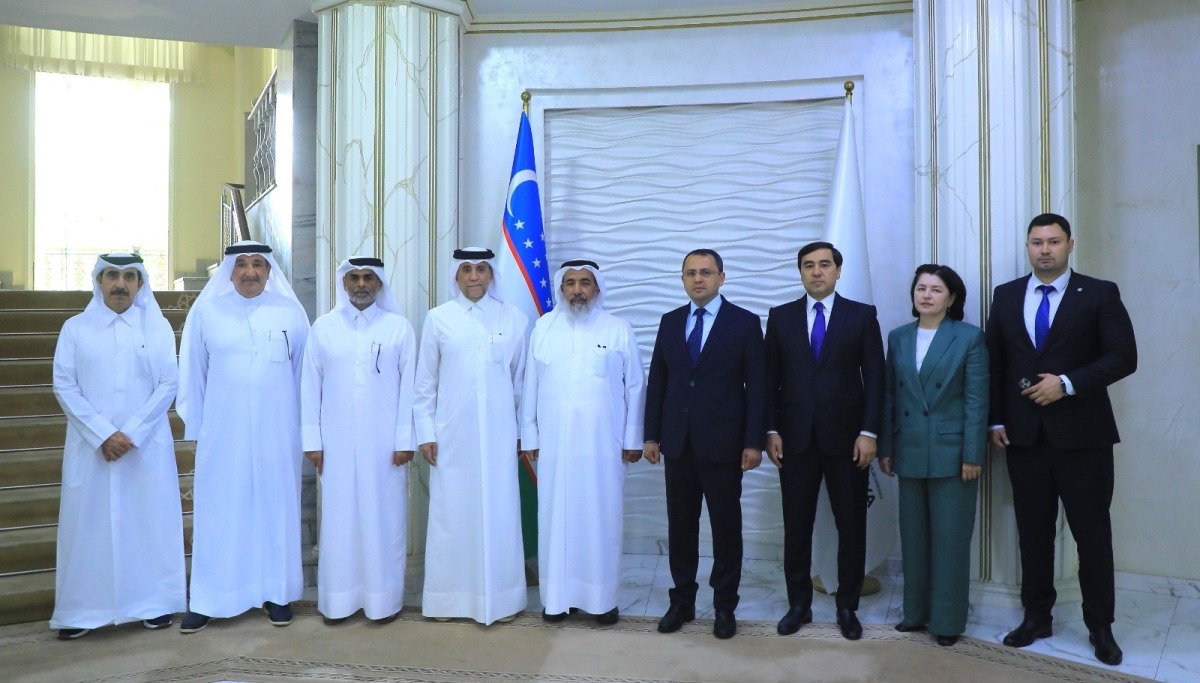 Minister of Awqaf and Islamic Affairs H E Ghanem bin Shaheen bin Ghanem Al Ghanim (centre) with Uzbek officials during his visit to Tashkent, Uzbekistan.
