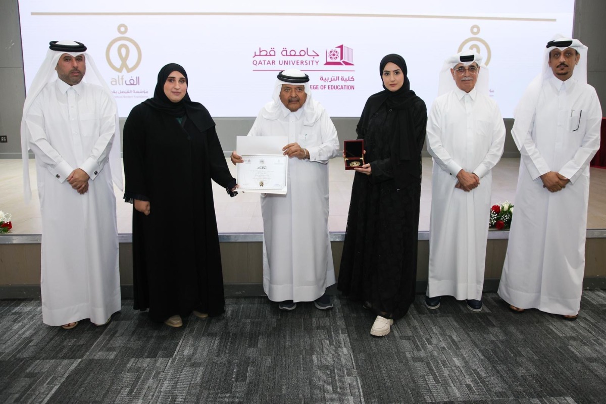 H E Sheikh Faisal Bin Qassim Al Thani,  Chairman of the Award’s Board of Trustees and Chairman of the Board of Al-Faisal Without Borders Foundation during honouring of the winners.