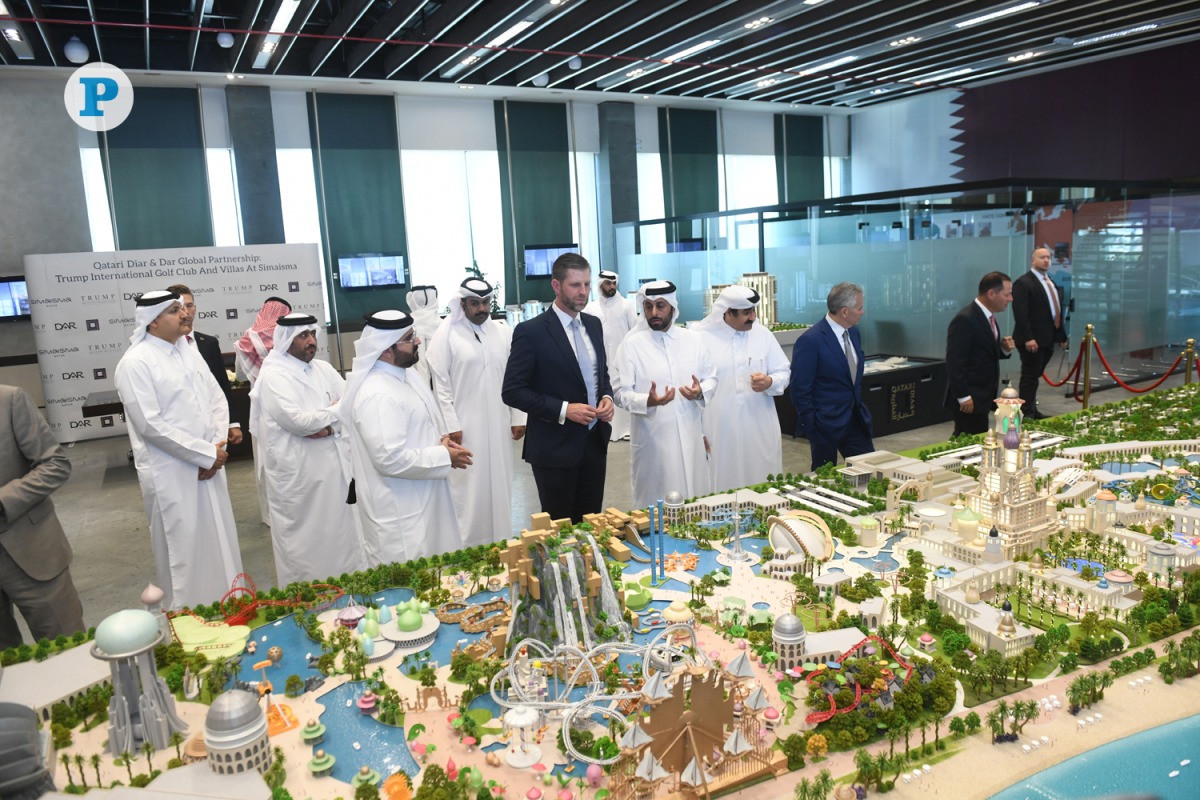 Minister of Municipality and Qatari Diar Chairman H E Abdullah bin Hamad bin Abdullah Al Attiyah and Eric Trump, Executive Vice President of The Trump Organization along with other officials. 