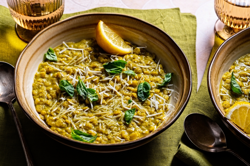 Miso Pea Pastina. (Photo by Scott Suchman; food styling by Lisa Cherkasky/Both for The Washington Post)