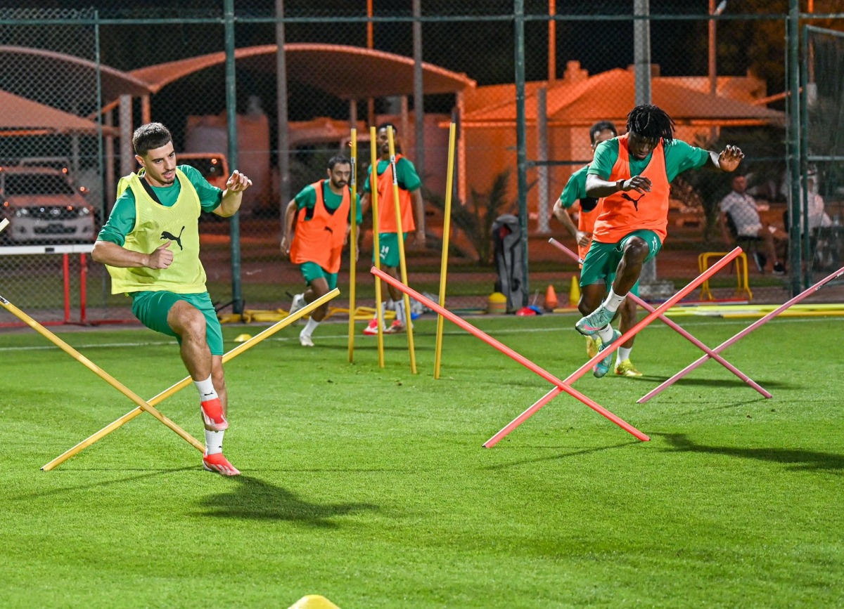 Al Shahania players train ahead of Al Ahli quarter-final.