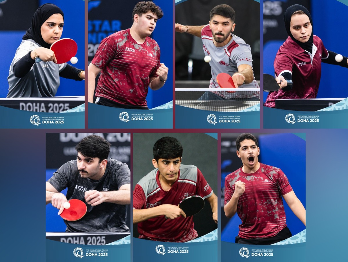 Clockwise from top left: Maryam Ali, Rawad Alnaser, Mohammed Abdulwahhab, Aia Mohamed, Ahmed Korani, Sultan Al Kuwari and Abdullah Abdulwahhab