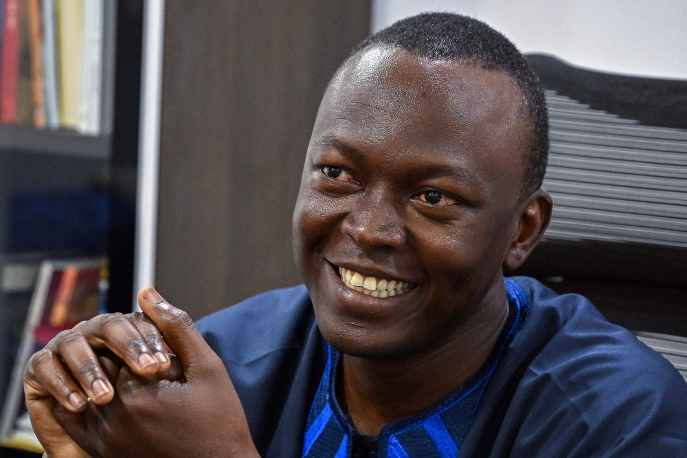 (Files) Chad's Prime Minister, Succes Masra, addresses media at his residence in N'Djamena on May 8, 2024. (Photo by Issouf SANOGO / AFP)