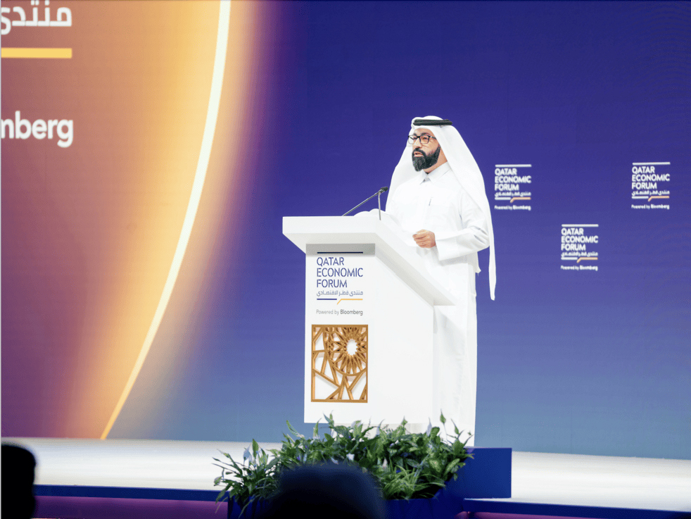 Omar Al Ansari, Secretary General at QRDI Council speaking at the event.