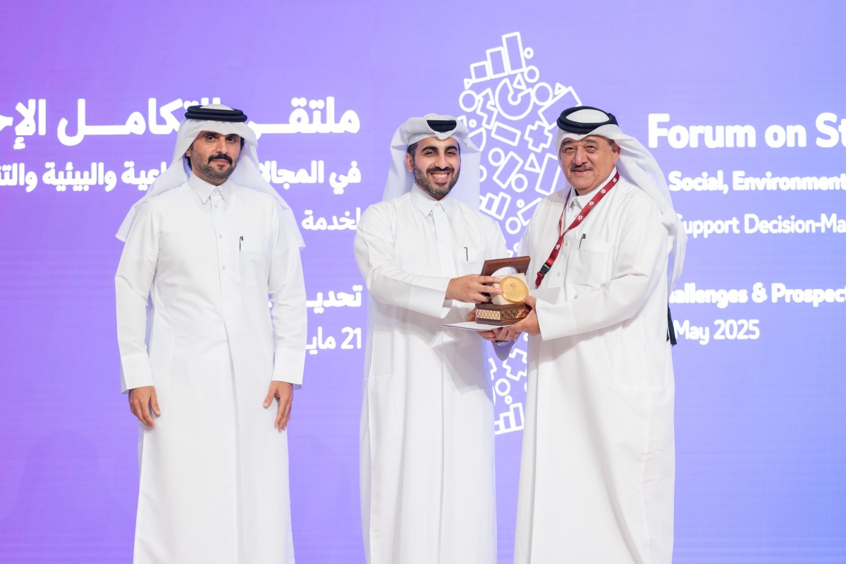 Ahmed Hassan Al Obaidly, Director-General of the National Statistics Centre at the National Planning Council with other officials during the forum.