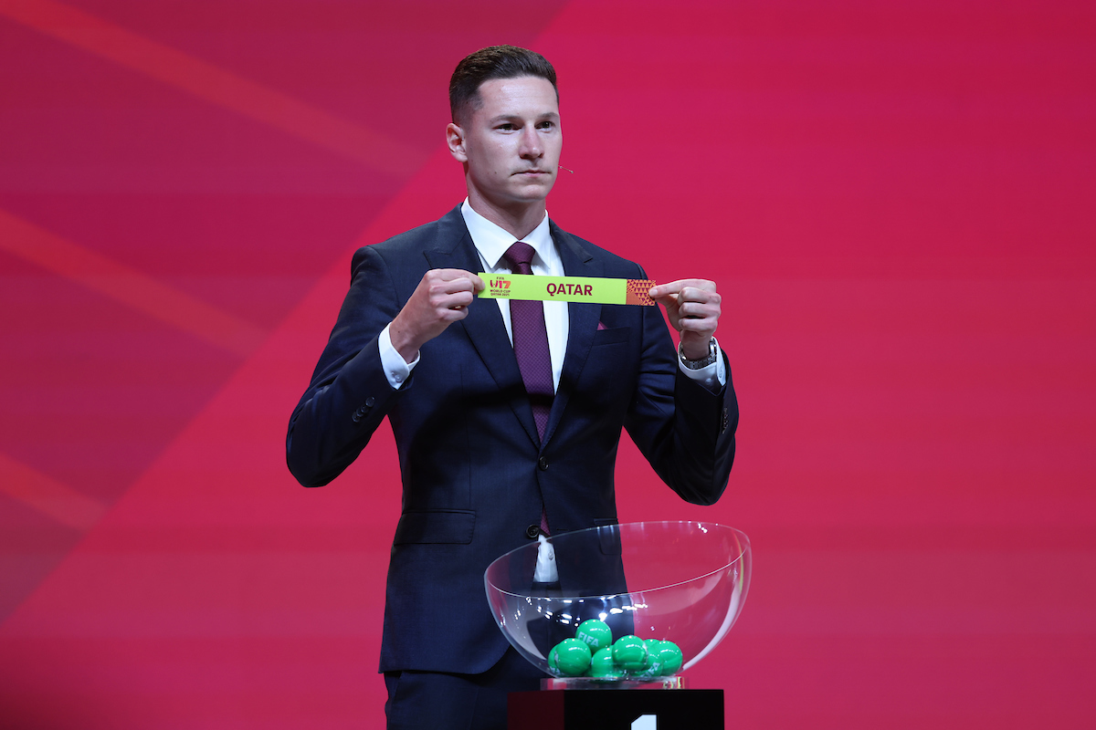 Germany’s Julian Draxler draws hosts Qatar during the FIFA U-17 World Cup Qatar 2025 draw.