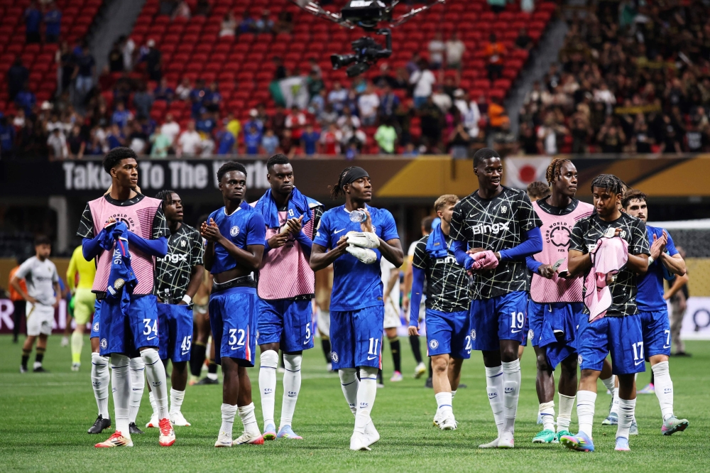 Players from Chelsea FC acknowledge fans following the FIFA Club World Cup 2025 group D match between Chelsea FC and Los Angeles Football Club at Mercedes-Benz Stadium on June 16, 2025 in Atlanta, Georgia. Alex Grimm/Getty Images/AFP