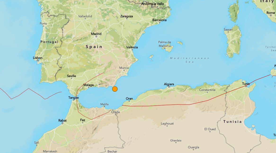 Screengrab from earthquake.usgs.gov of the recent seismic activity near Spain 