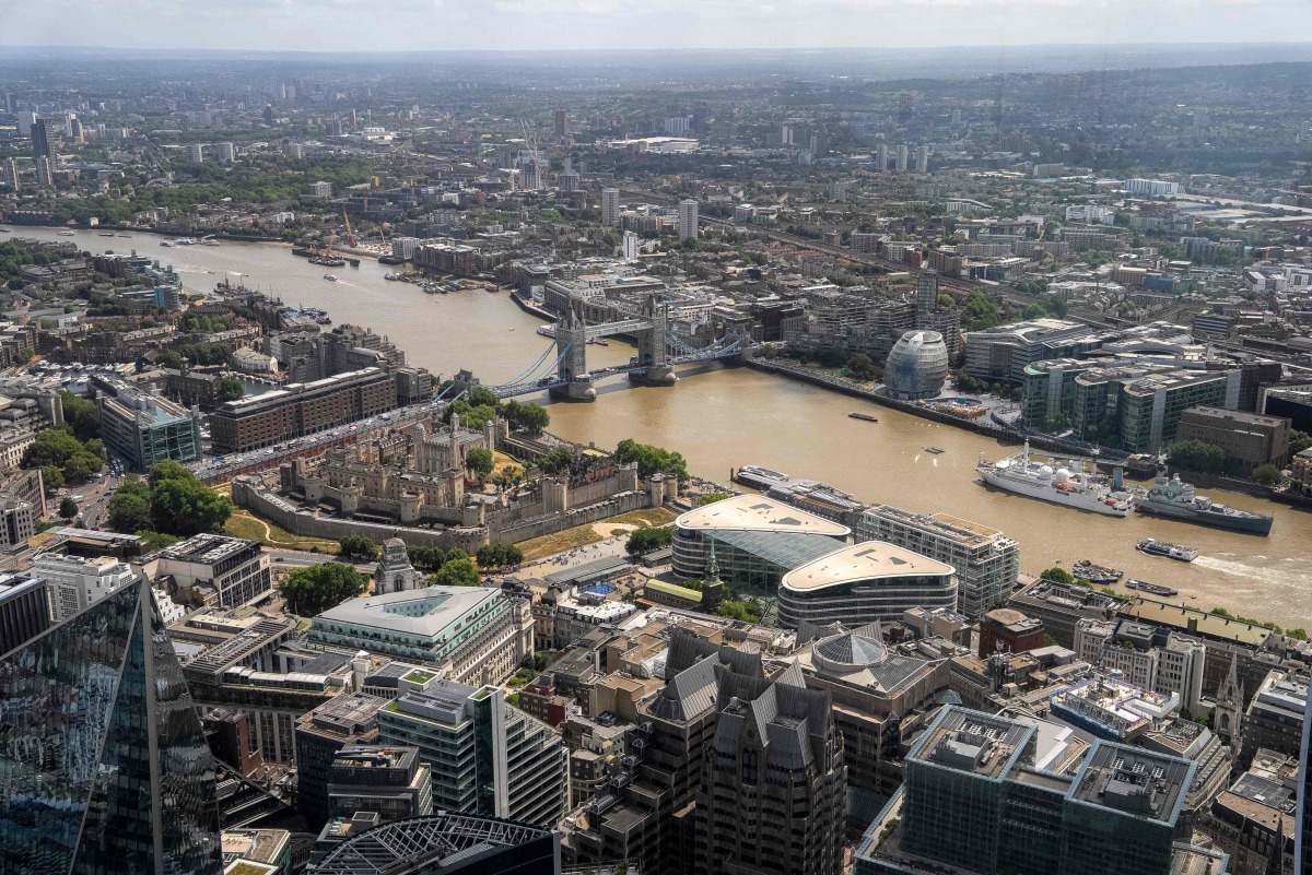 A picture shows the view of London from the top of a skyscraper on July 15, 2025. Photo by Carlos Jasso / AFP