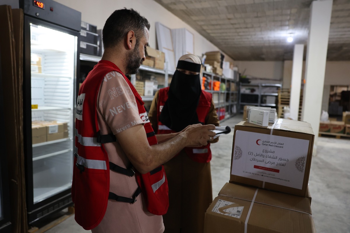 QRCS staff on site in Syria rendering services to the patients.