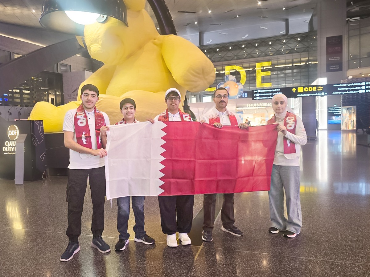 Members of the Qatari team at Hamad International Airport. 