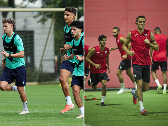 Al Ahli will take on Al Shamal in their opening match today; (right) Al Rayyan's players attend a training session.