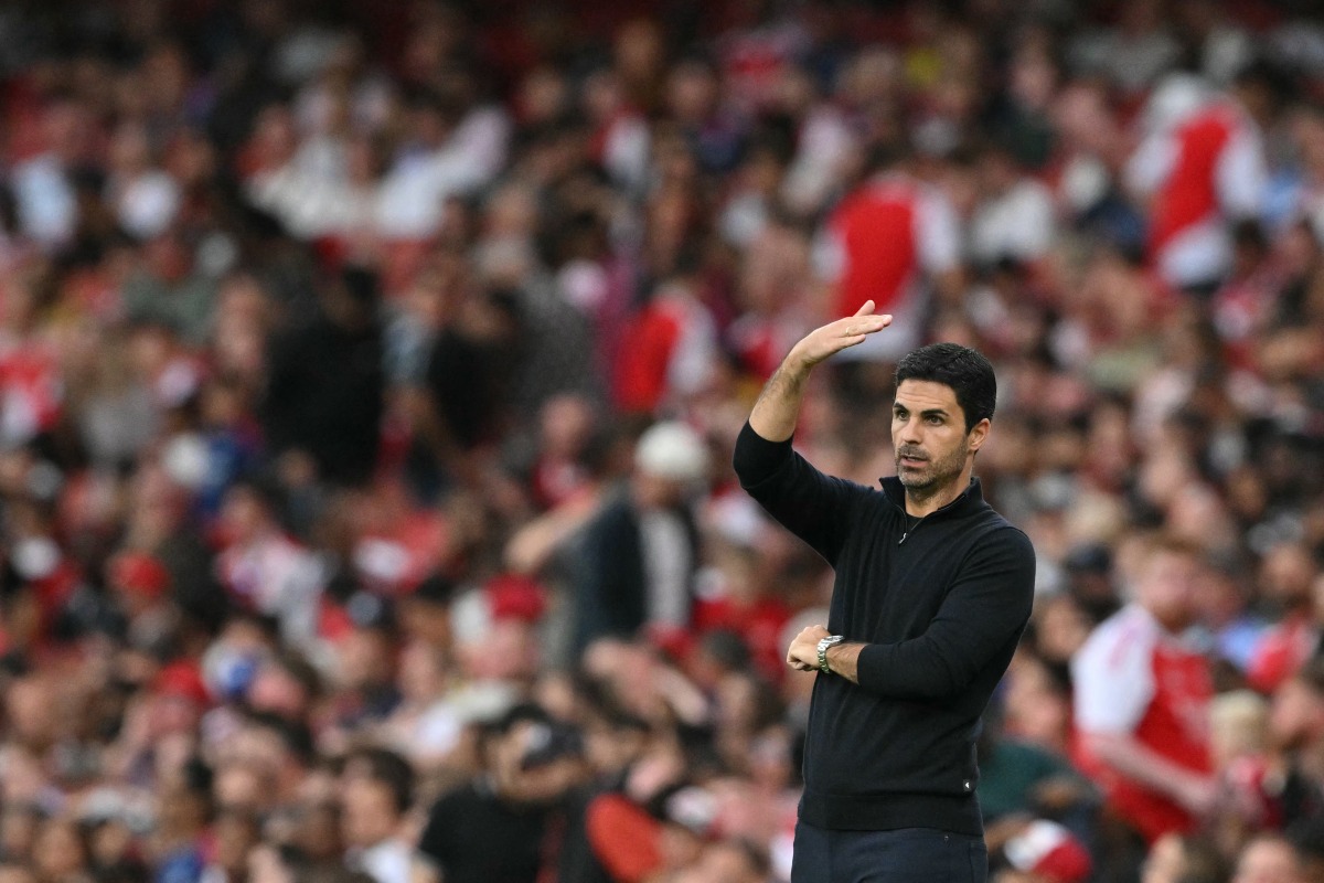 Arsenal's Spanish manager Mikel Arteta watches from the touchline during the pre-season friendly football match between Arsenal and Villarreal at the Emirates Stadium in London on August 6, 2025. (Photo by Glyn KIRK / AFP)
