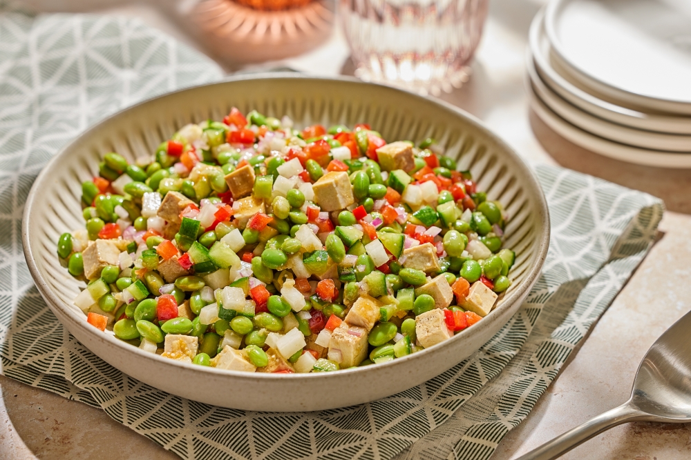 Edamame salad with sesame-miso dressing. (Photo by Tom McCorkle; food styling by Gina Nistico/The Washington Post)