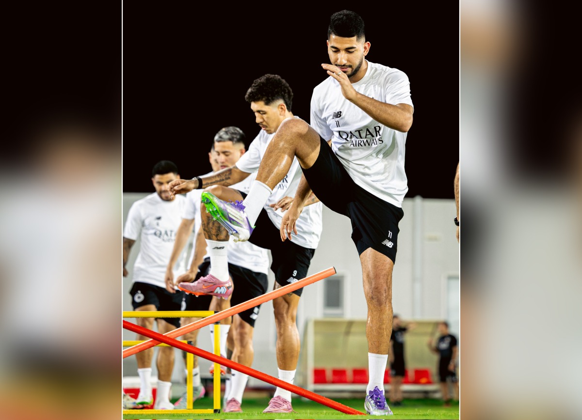 Al Sadd players attend team's training session.