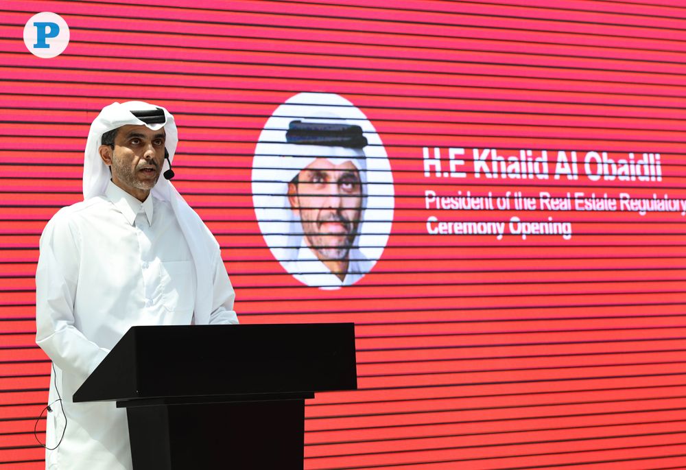 President of Real Estate Regulatory Authority, Khalid Al Obaidly addressing the opening of the Property Finder - Qatar Agents Summit. Pic: Salim Matramkot  