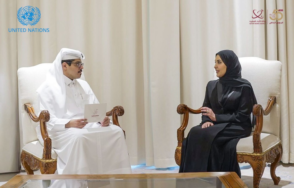 NHRC Chairperson H E Maryam bint Abdullah Al Attiyah speaking to QNA during an interview.