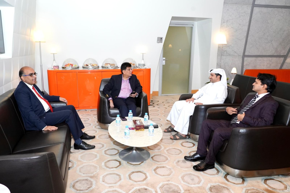 Minister of Commerce and Industry of India H E Piyush Goyal being received upon arrival in Doha yesterday. 
