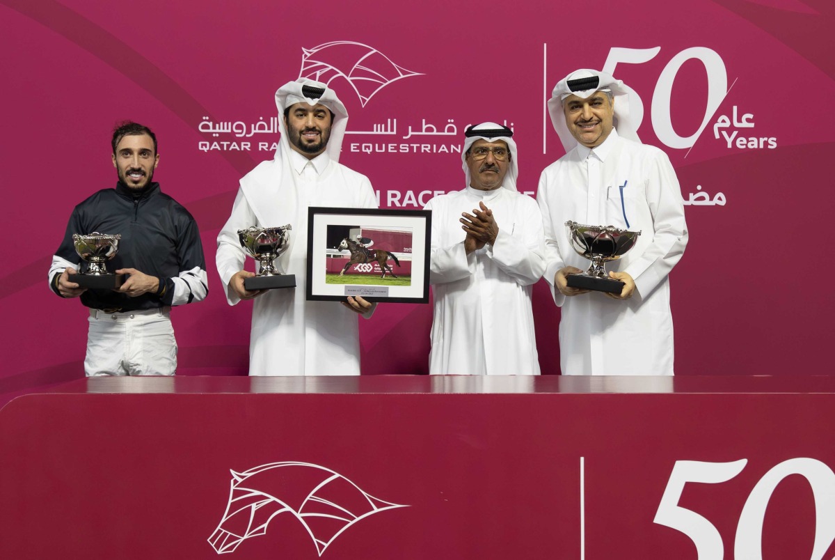 QREC Racing Manager Abdulla Rashid Al Kubaisi presented the trophies to the winning connections of the Sealine Cup. Pics: JUHAIM/QREC