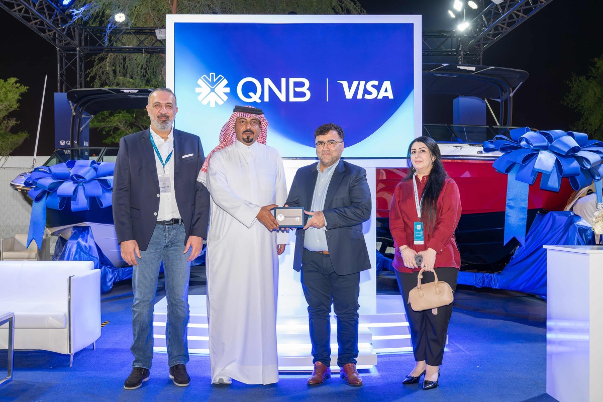 Senior Executive Vice President - Group Retail Banking at QNB, Adel Ali Al-Malki along with other officials during the Qatar Boat Show.