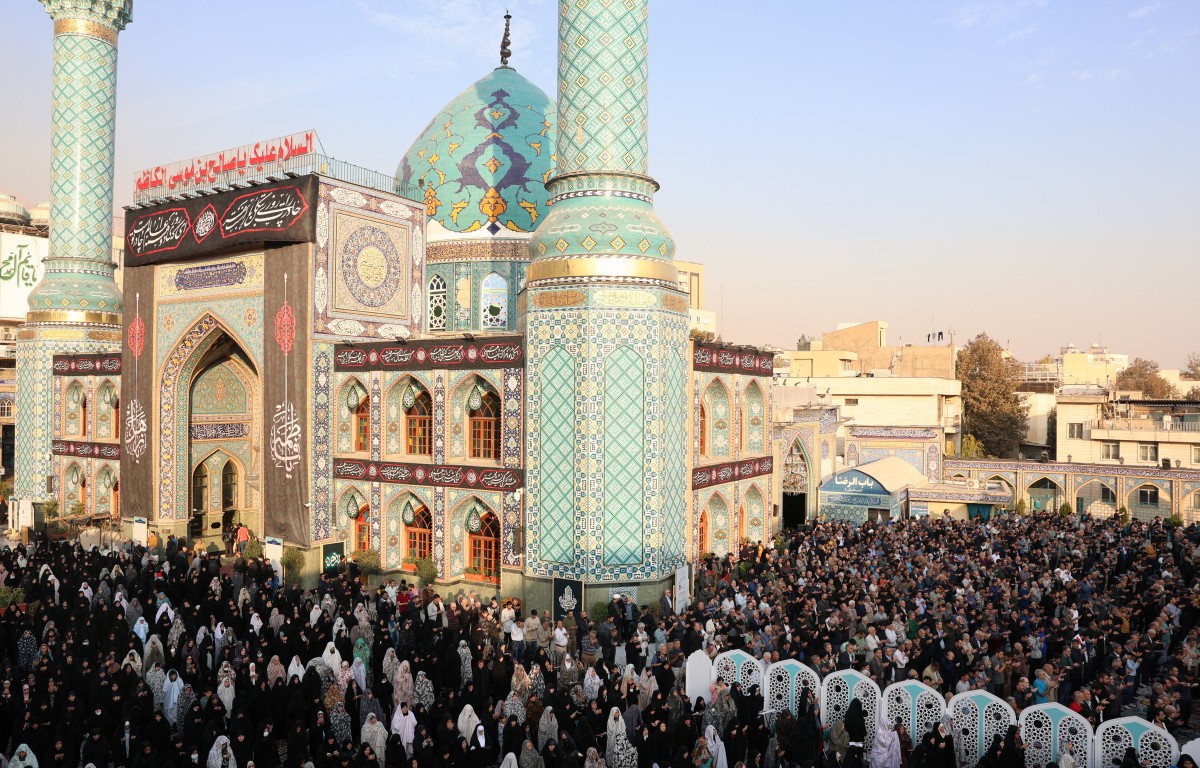 Iranians perform a prayer for rainfall at the Saleh Shrine in Tehran on November 14, 2025, as the country suffers from severe water shortages. Stringer / AFP

