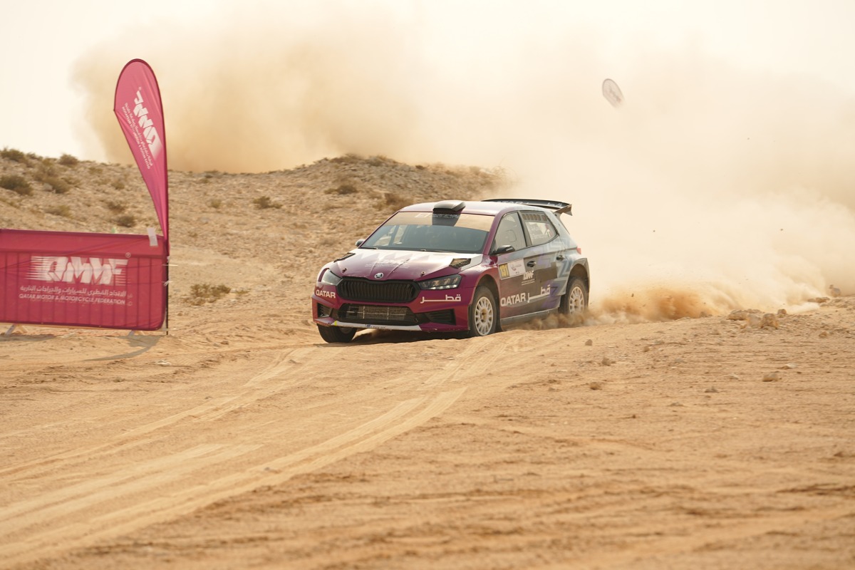 QMMF Team driver Abdulaziz Al Kuwari and Italian navigator Giovanni Bernacchini in their Skoda Fabia Rally2.