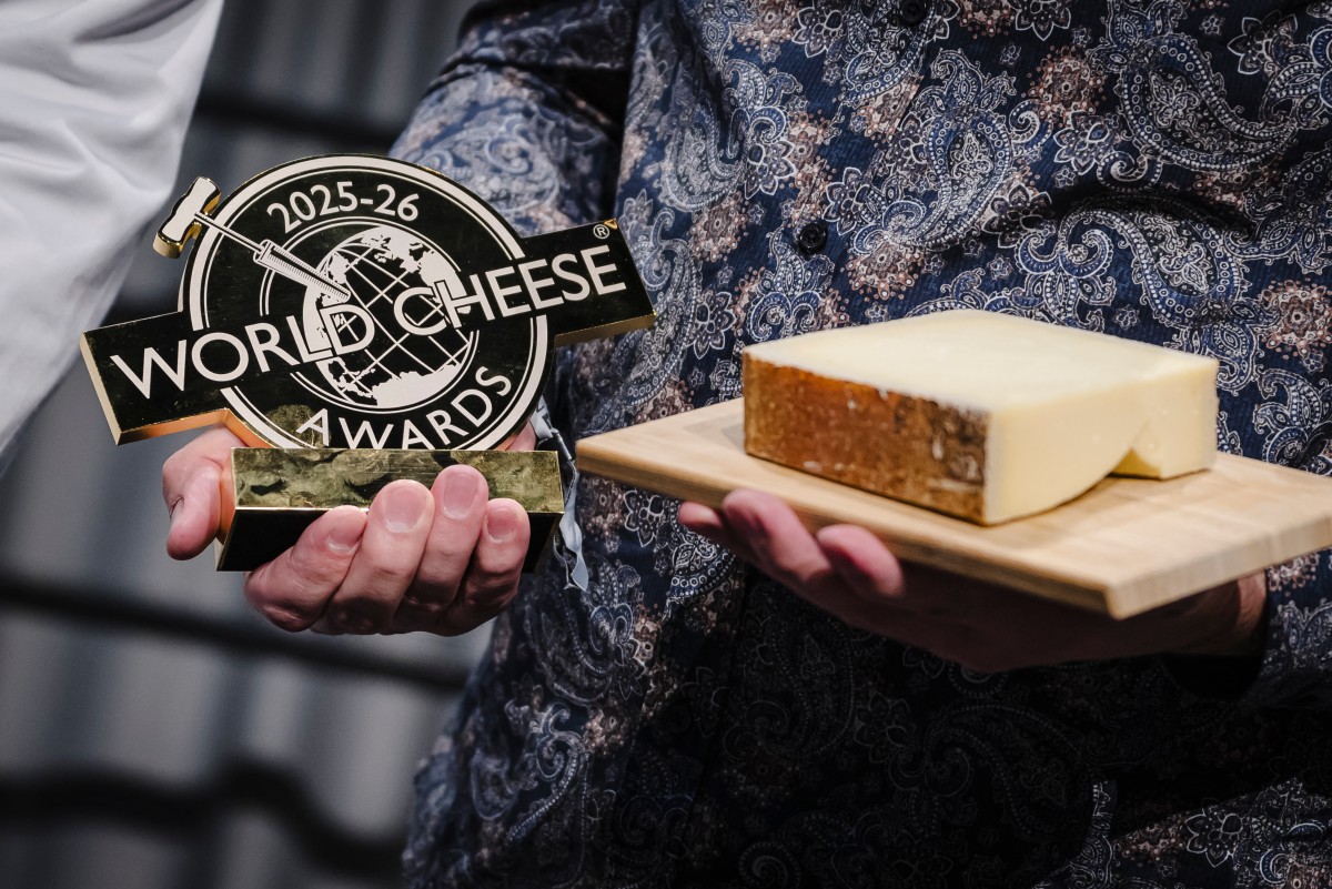 A photograph taken on November 13, 2025, shows the World Cheese Awards first prize winner, a Gruyere AOP special over 18 months cheese in Bern, Switzerland. Photo by Gabriel Monnet / AFP

