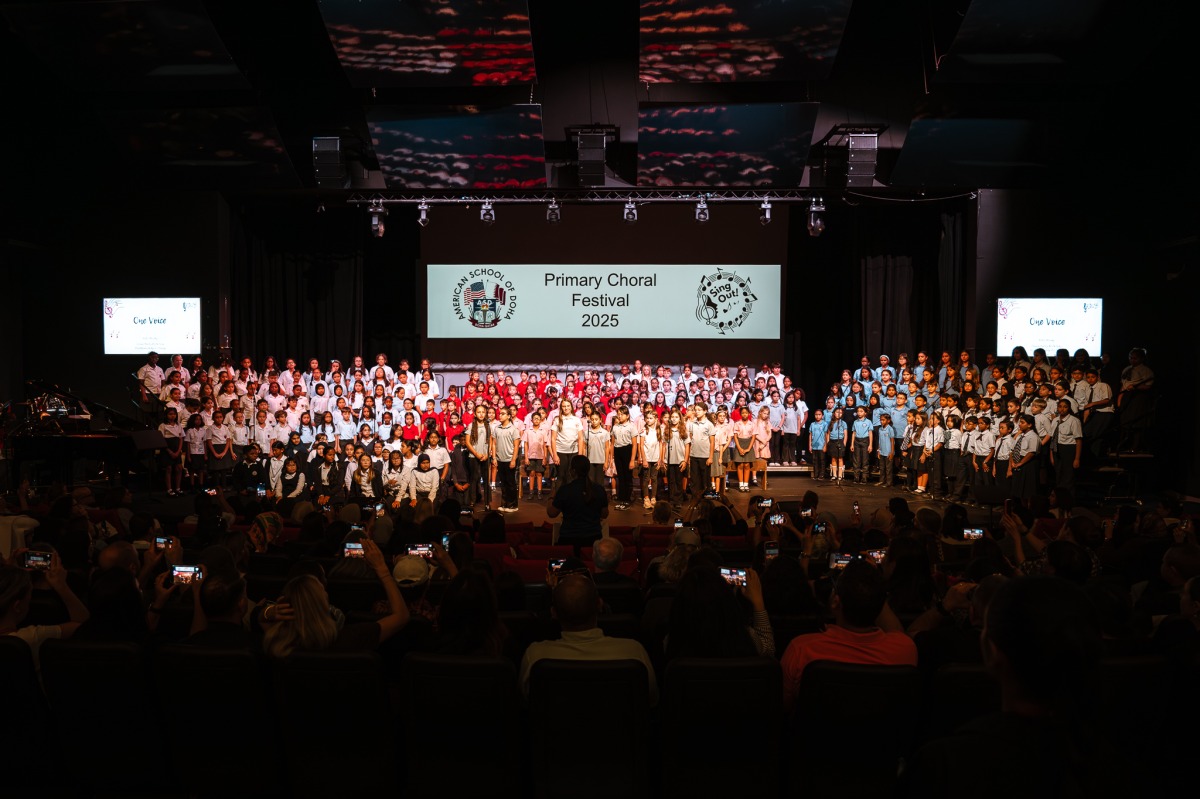 Young singers from schools across Qatar performing at the event. 