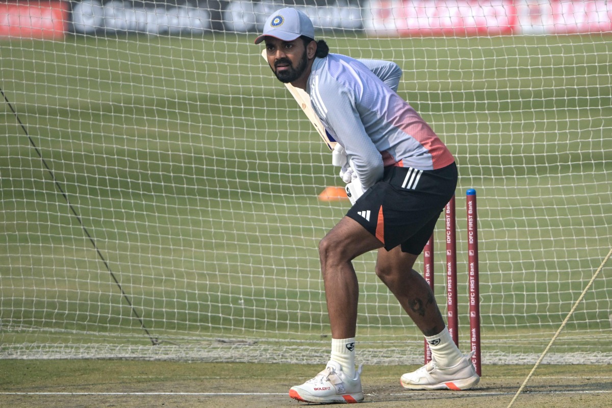 India's captain KL Rahul attends a practice session at the JSCA International Stadium in Ranchi on November 29, 2025, on the eve of the first one-day international (ODI) cricket match between India and South Africa. (Photo by DIBYANGSHU SARKAR / AFP)