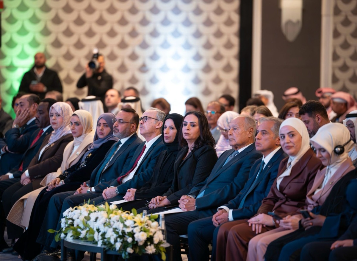 Minister of Social Development and Family H E Buthaina bint Ali Al Jabr Al Nuaimi along with members of Qatar’s delegation during the event.