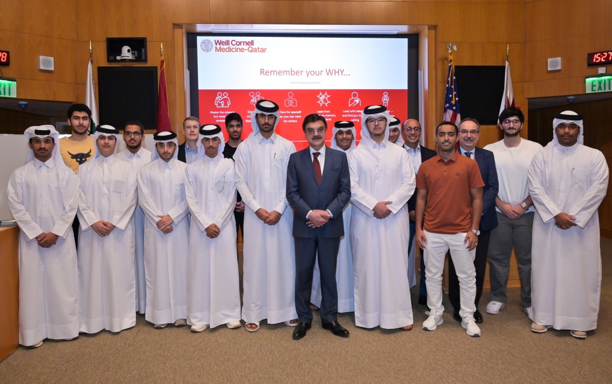 Dr. Javaid Sheikh, Dr. Marco Ameduri, and Dr. Rachid Bendriss with participating students.