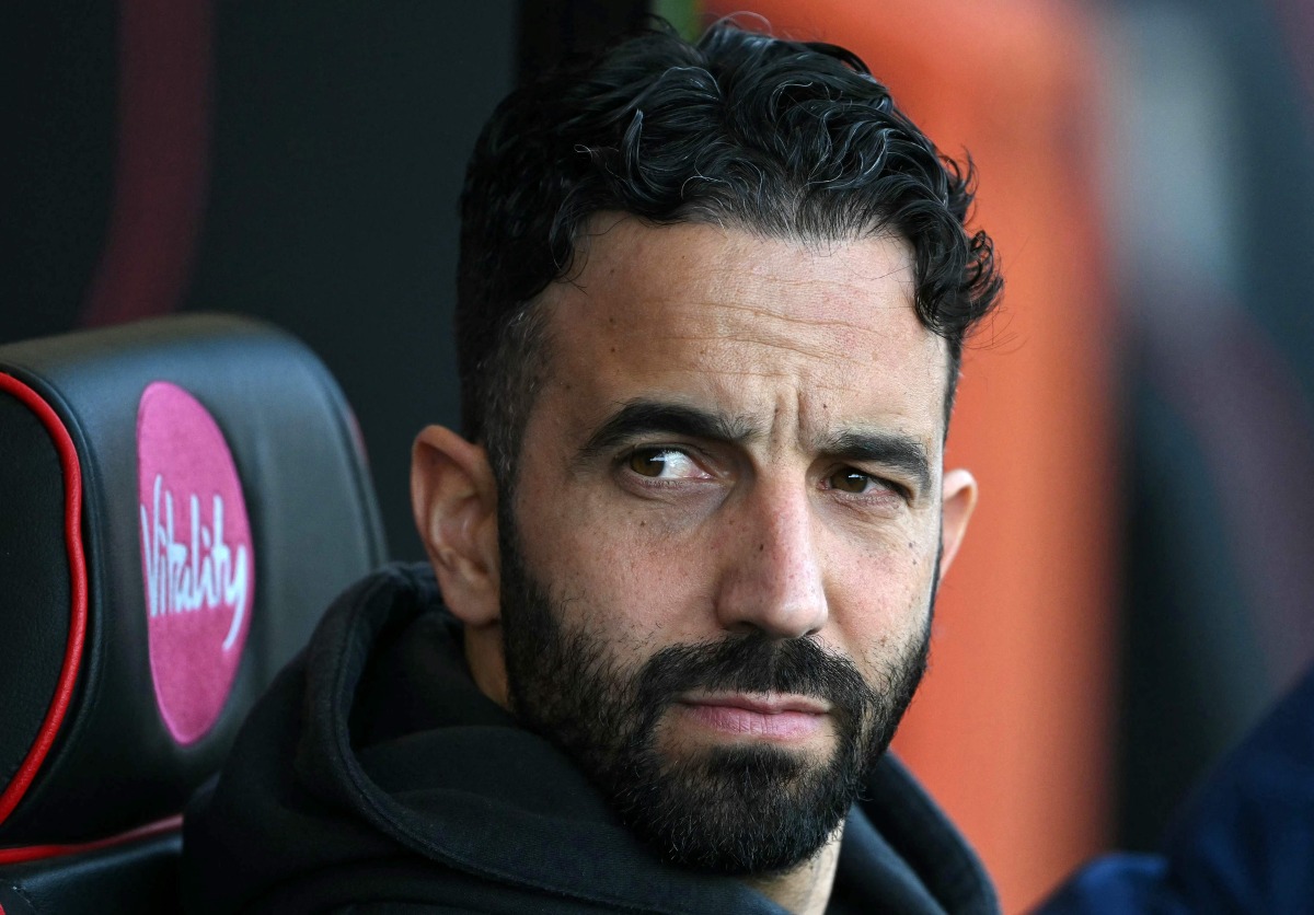 Manchester United's Portuguese head coach Ruben Amorim reacts ahead of the English Premier League football match between Bournemouth and Manchester United at the Vitality Stadium in Bournemouth, southern England on April 27, 2025. Photo by Glyn KIRK / AFP