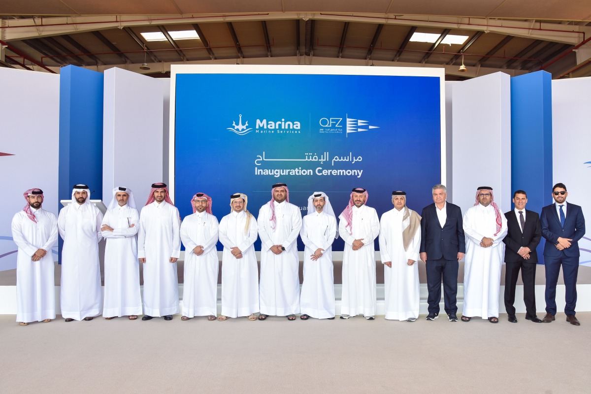 Acting Chief Operating Officer at QFZ Eng. Abdulla Hamad Al-Binali and General Manager of Marina Marine Services Abdullah Hamad Al Mana with senior executives. 