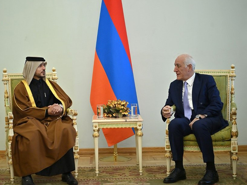 President of Armenia H E Vahagn Khachaturyan meeting Ambassador of Qatar to Armenia H E Mansour bin Abdulla Al Sulaitin.
